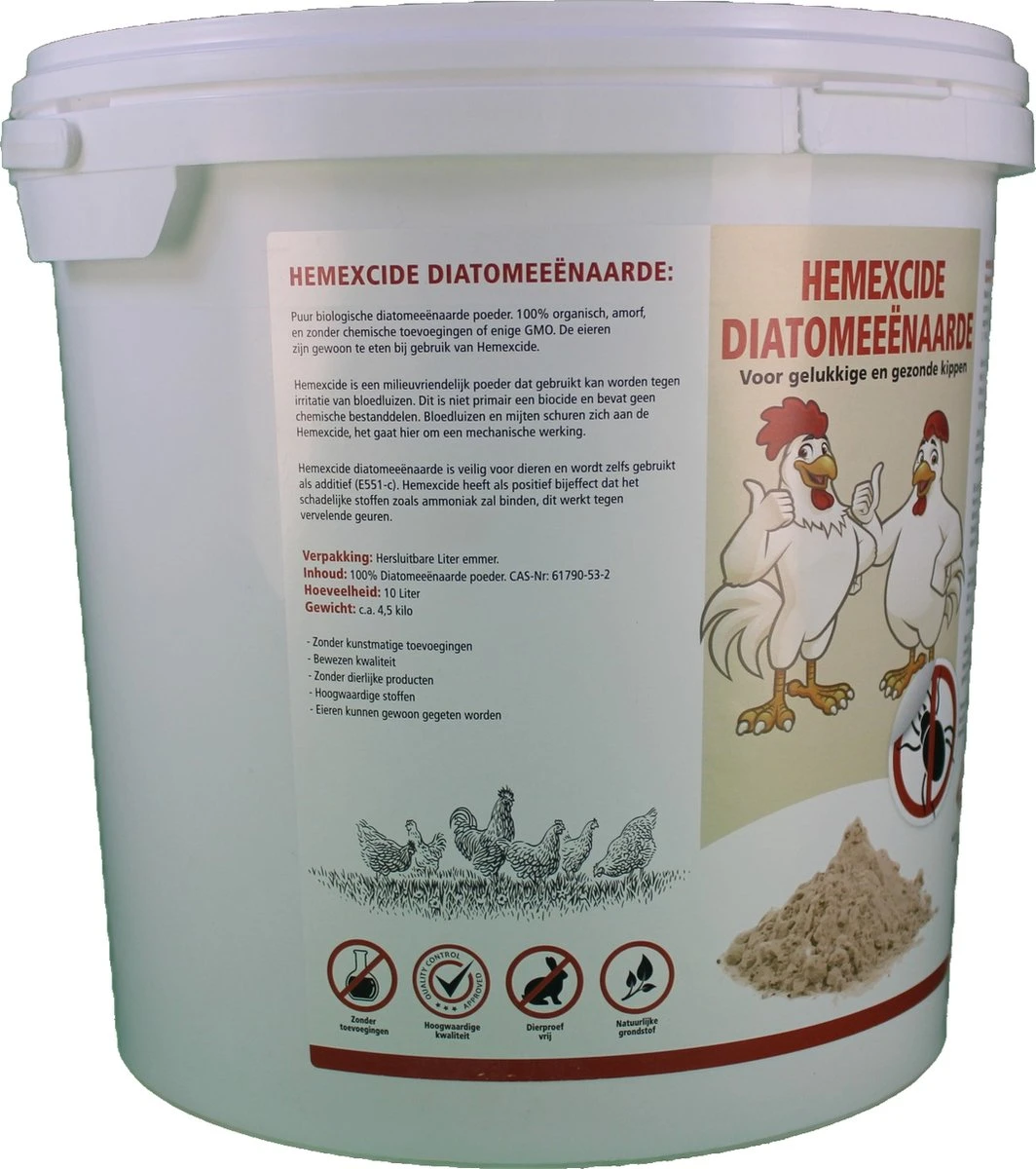 Diatomeeënaarde 10 liter poeder - Hemexcide - bloedluis - kippen Diatomeeënaarde 10 Liter Poeder - Hemexcide - Bloedluis - Kippen -Tuinverzorgings Winkel 1064x1200 1