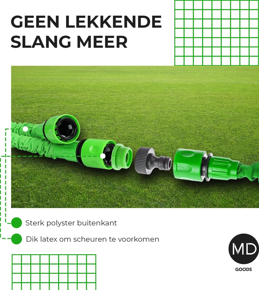 Uitrekbare Tuinslang tot 15 Meter van MD-goods ® - Tuinsproeier - Tuin Besproeien - Waterslang - Sproeikop - Groen - Flexibel Elastisch Uitrekbare Tuinslang Tot 15 Meter Van MD-goods ® - Tuinsproeier - Tuin Besproeien - Waterslang - Sproeikop - Groen - Flexibel Elastisch -Tuinverzorgings Winkel 1074x1200 3