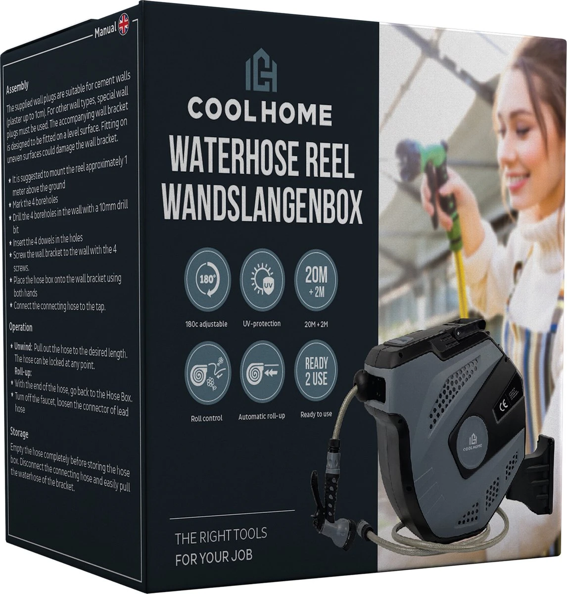 CoolHome - Wandslangenbox 20 meter + 2 meter - Tuinslang met haspel- Slangenhouder 180° Draaibaar - Tuinslanghaspel Zwart - Grijs CoolHome - Wandslangenbox 20 Meter + 2 Meter - Tuinslang Met Haspel- Slangenhouder 180° Draaibaar - Tuinslanghaspel Zwart - Grijs -Tuinverzorgings Winkel 1146x1200 5