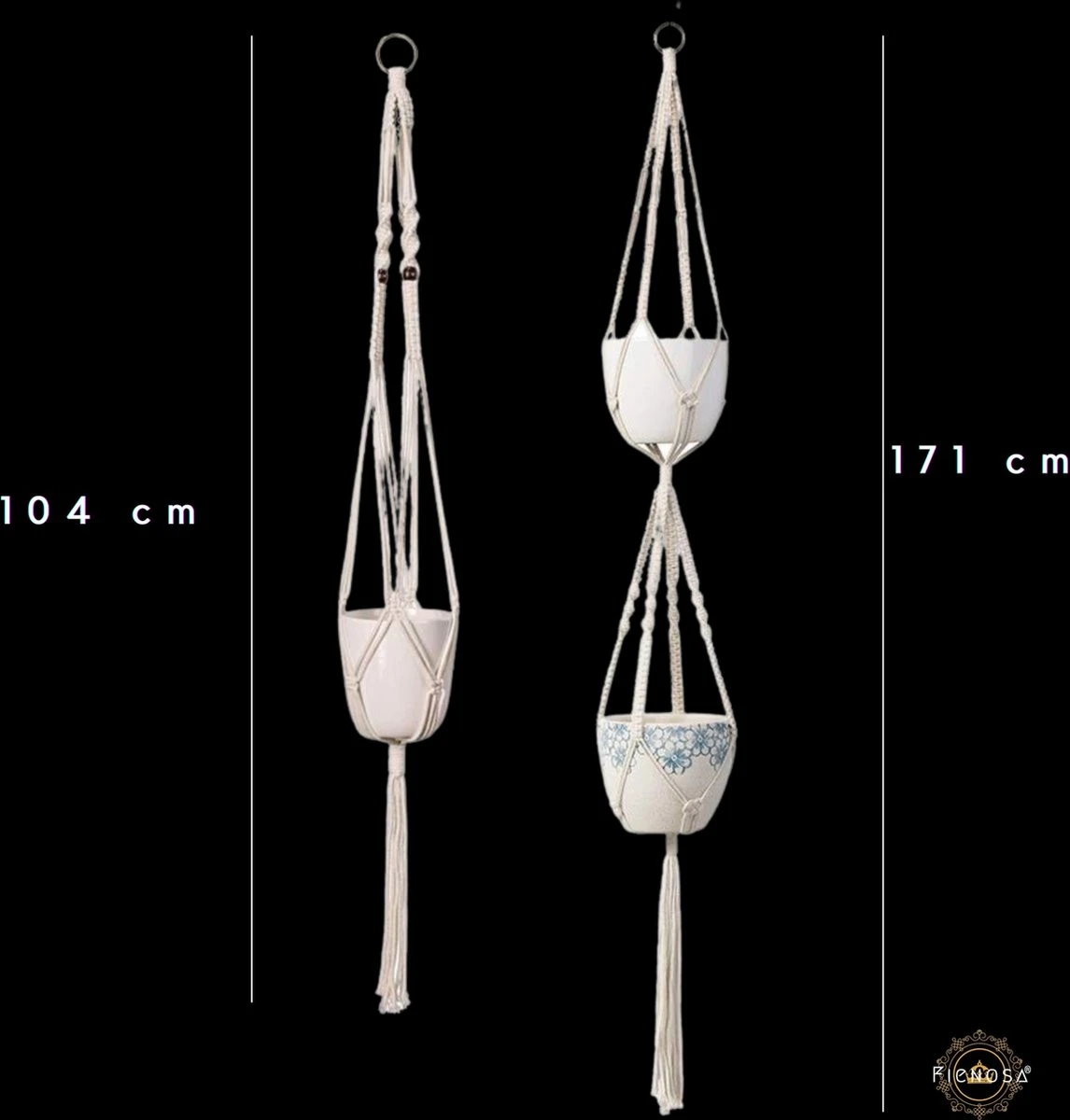 Plantenhanger Macrame Set van 2 - Plantenhanger met ruimte voor 3 Potten - Luxe Gevlochten Touw 100% Katoen - Duurzaam - Plantenbakken - Bloempotten - Macramé Stijl Hanger voor Bloempotten - Hangpot - Fienosa Plantenhanger Macrame Set Van 2 - Plantenhanger Met Ruimte Voor 3 Potten - Luxe Gevlochten Touw 100% Katoen - Duurzaam - Plantenbakken - Bloempotten - Macramé Stijl Hanger Voor Bloempotten - Hangpot - Fienosa -Tuinverzorgings Winkel 1146x1200 6