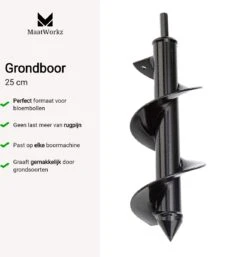 MaatWorkz - Grondboor - 25 CM - Boormachine - Bollenplanter - Moestuin - Palenboor - Boor - Tuin -Tuinverzorgings Winkel 1154x1200