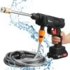 Merkloos Elektrische Accu-Hogedrukreiniger - 1.2mpa - Multifunctioneel Mondstuk - Draagbaar Oplaadbaar Snoerloos - Reinigingsspuitpistool - Met Rijke Accessoires - Voor Auto, Tuin, Terras, Raam - Zwart -Tuinverzorgings Winkel 1168x1200