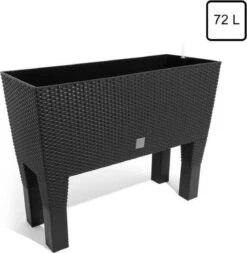 Prosperplast Kunststof Rato Plantenbak Op Poten Met Irrigatiesysteem Antraciet 80 X 33 X 62 Cm - 72 Liter - Balkonbakken/bloembakken -Tuinverzorgings Winkel 1173x1200 5