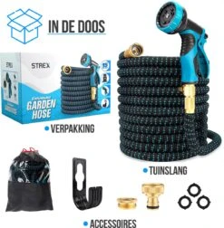 Strex Flexibele Tuinslang 15M Met Sproeikop - Uitrekbaar - Incl. Koppelingen, Ophanghaak & Opbergzak -Tuinverzorgings Winkel 1176x1200 9