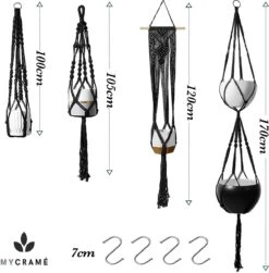 4 Stuks Luxe Macrame Plantenhangers - Boho Handgeweven Katoen Hangpot Voor Binnen/Buiten - Hangende Bloempot Met Kralen - Macramé Touw/Koord Hangplant Houder - Bohemian Wandhanger Decoratie - Plant Hanger - Verticale Tuin Bloempothouder Planthanger -Tuinverzorgings Winkel 1181x1200 10