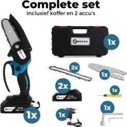 NovarGarden® Mini Kettingzaag NG1 - Met 2x Accu - Takkenzaag - Snoeizaag - Electrisch - Handzaag - Boomzaag - 21V -Tuinverzorgings Winkel 1193x1200 3