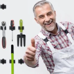 Deal Tools Multi Wand Houder - Bezemhouder - Gereedschap Houder - Bezem Ophangsysteem - Ophangsysteem Tuingereedschap - Set Inclusief Bevestigingsmateriaal - 12 Houders -Tuinverzorgings Winkel 1194x1200