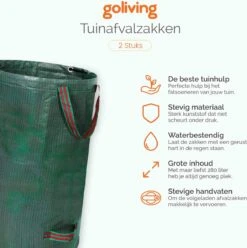 Goliving Tuinafvalzak - Set Van 2- Tuinafvalzakken Opvouwbaar - Tuinzak - Tuinafvalemmer - 2x 280 Liter - Groen -Tuinverzorgings Winkel 1195x1200