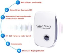 Merkloos CLEAN SPACE™ Ultrasone Ongedierte Verjager - Muizenverjager - Muizengif/Rattengif Alternatief - 4 Stuks -Tuinverzorgings Winkel 1200x1004 2