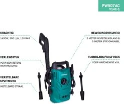 VONROC Hogedrukreiniger V14C-1 - 1400W – 110 Bar – 390 L/h – Compact - Incl. 5m Slang, Spuitstukken En Accessoires -Tuinverzorgings Winkel 1200x1008