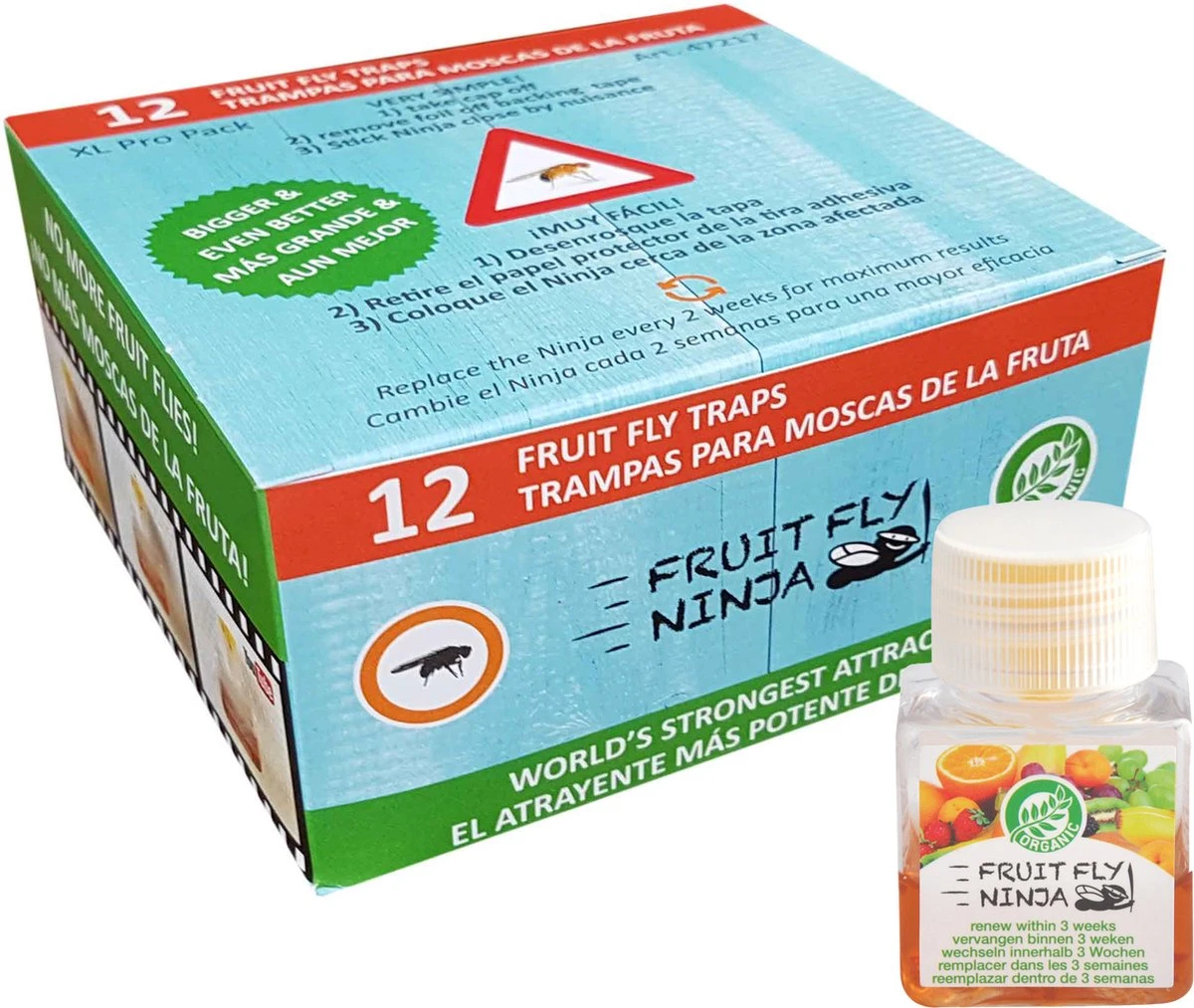 Super Ninja - Fruit Fly Ninja® - Fruitvliegjes vanger - 100% natuurlijk en Milieu verantwoordelijk - 12 Pack Super Ninja - Fruit Fly Ninja® - Fruitvliegjes Vanger - 100% Natuurlijk En Milieu Verantwoordelijk - 12 Pack -Tuinverzorgings Winkel 1200x1013 3