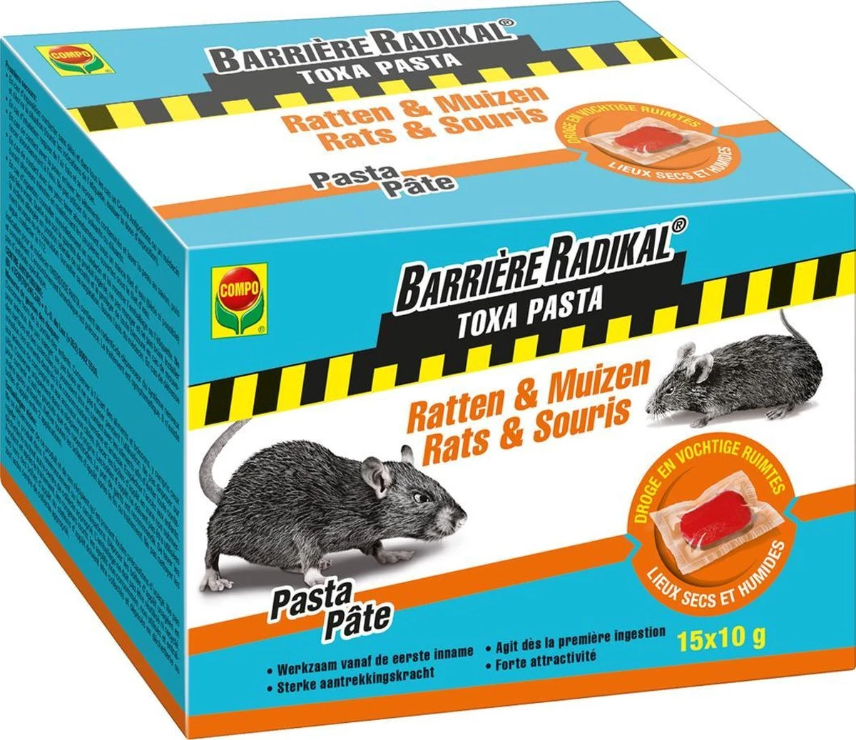 Barrière Radikal Toxa Pasta Ratten en Muizen 15X10GR Compo Barrière Radikal Toxa Pasta Ratten En Muizen 15X10GR -Tuinverzorgings Winkel