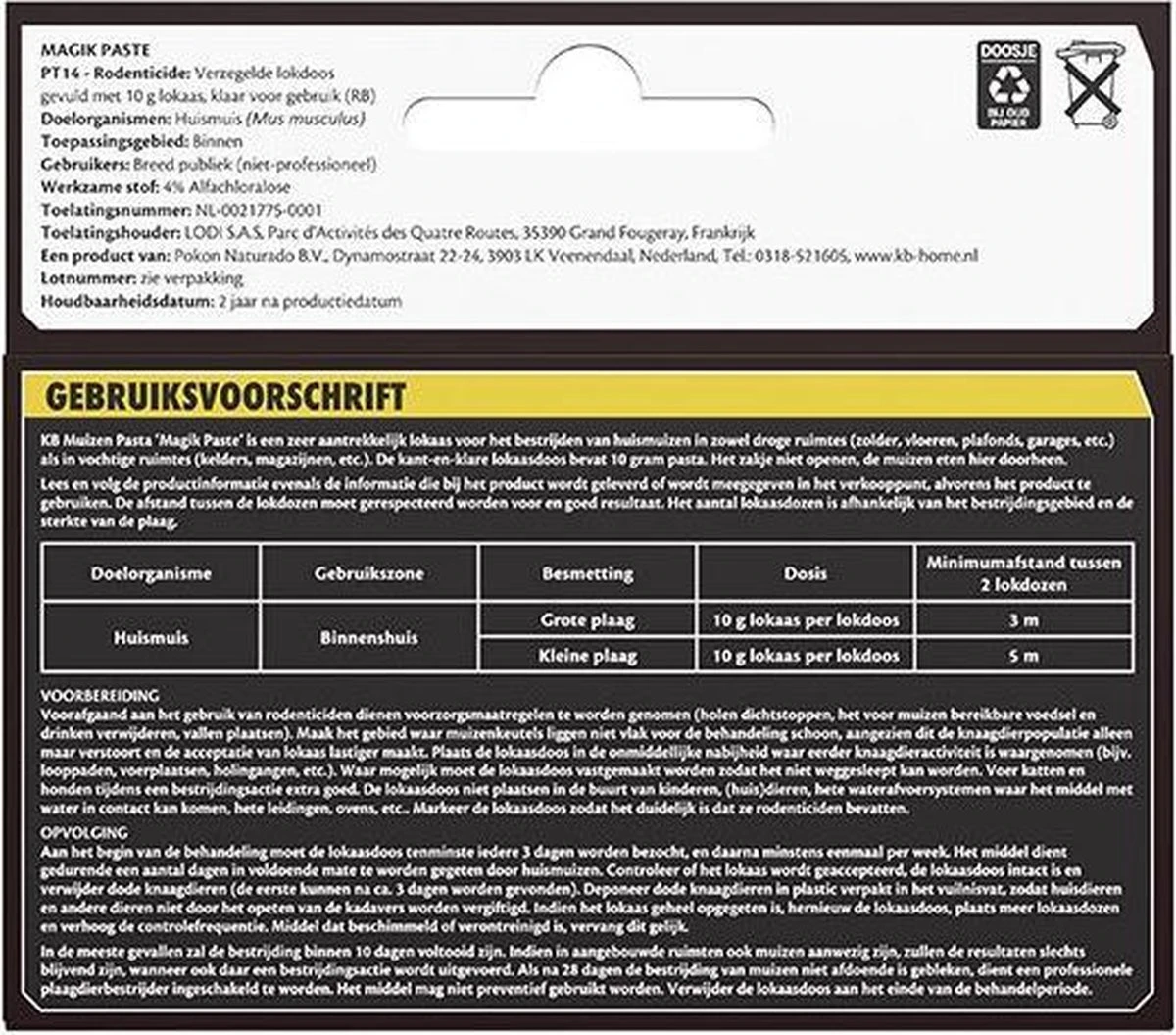KB Home Defense Muizenlokdoos Magik Paste (pasta) - Muizenval - Muizen pasta (10g) voldoende voor 70 muizen - 1 stuk - Muizengif - Werkt binnen 24 uur KB Home Defense Muizenlokdoos Magik Paste (pasta) - Muizenval - Muizen Pasta (10g) Voldoende Voor 70 Muizen - 1 Stuk - Muizengif - Werkt Binnen 24 Uur -Tuinverzorgings Winkel 1200x1056 1