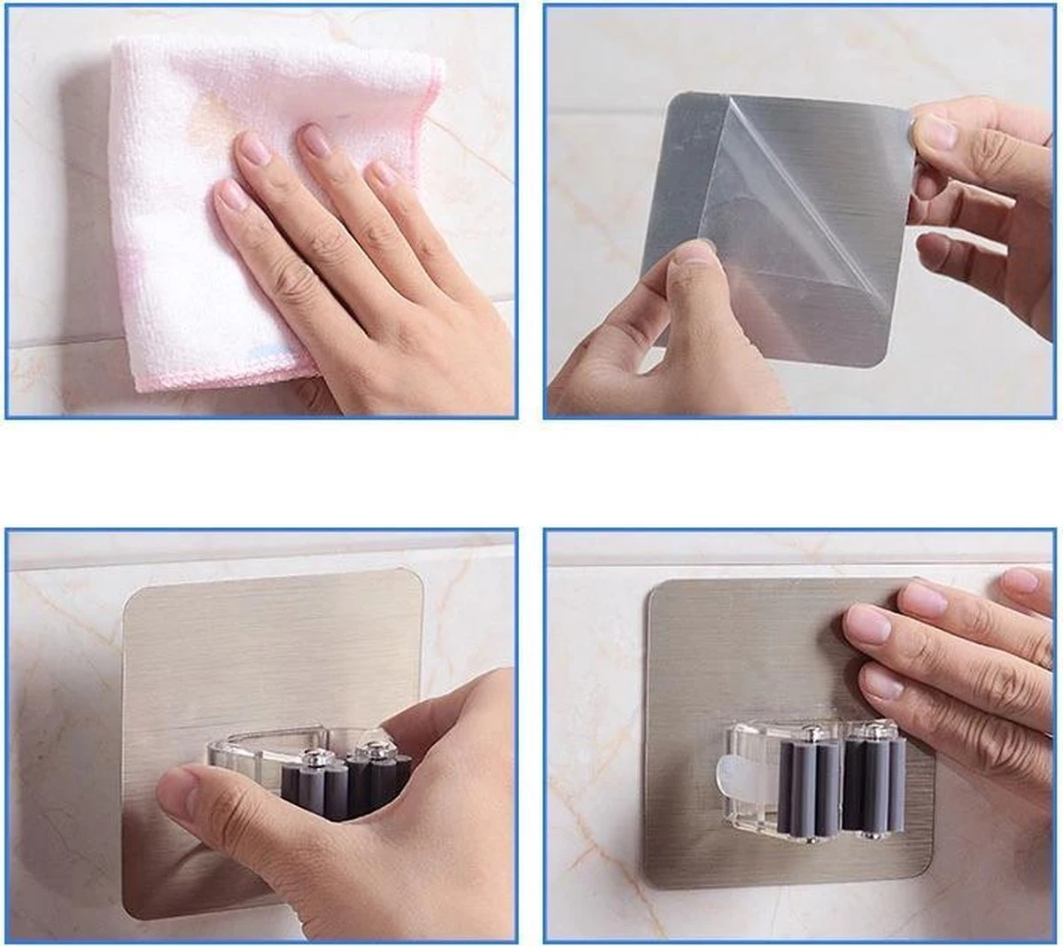 Bezem Houder - Zelfklevend - Zilverkleurig Bezem Houder - Zelfklevend - Zilverkleurig -Tuinverzorgings Winkel 1200x1068 2