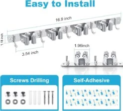 BOTC Bezemhouder - 5 Houders 6 Haken Bezem Ophangsysteem - Zeflklevend - Opbergsysteem - Ophanghaken - Tuingereedschap - Gereedschap Opbergen 6 BOTC Bezemhouder - 5 Houders 6 Haken Bezem Ophangsysteem - Zeflklevend - Opbergsysteem - Ophanghaken - Tuingereedschap - Gereedschap Opbergen -Tuinverzorgings Winkel 1200x1084 1