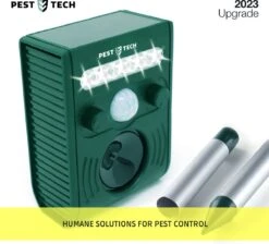 Pest-Tech PT-221 | Ultrasone Kattenverjager Op Zonneenergie | Kattenschrik | Marterverjager | Dierenverjager | Kattenafweermiddel | Ongedierte Verjager - Met USB Oplaadkabel