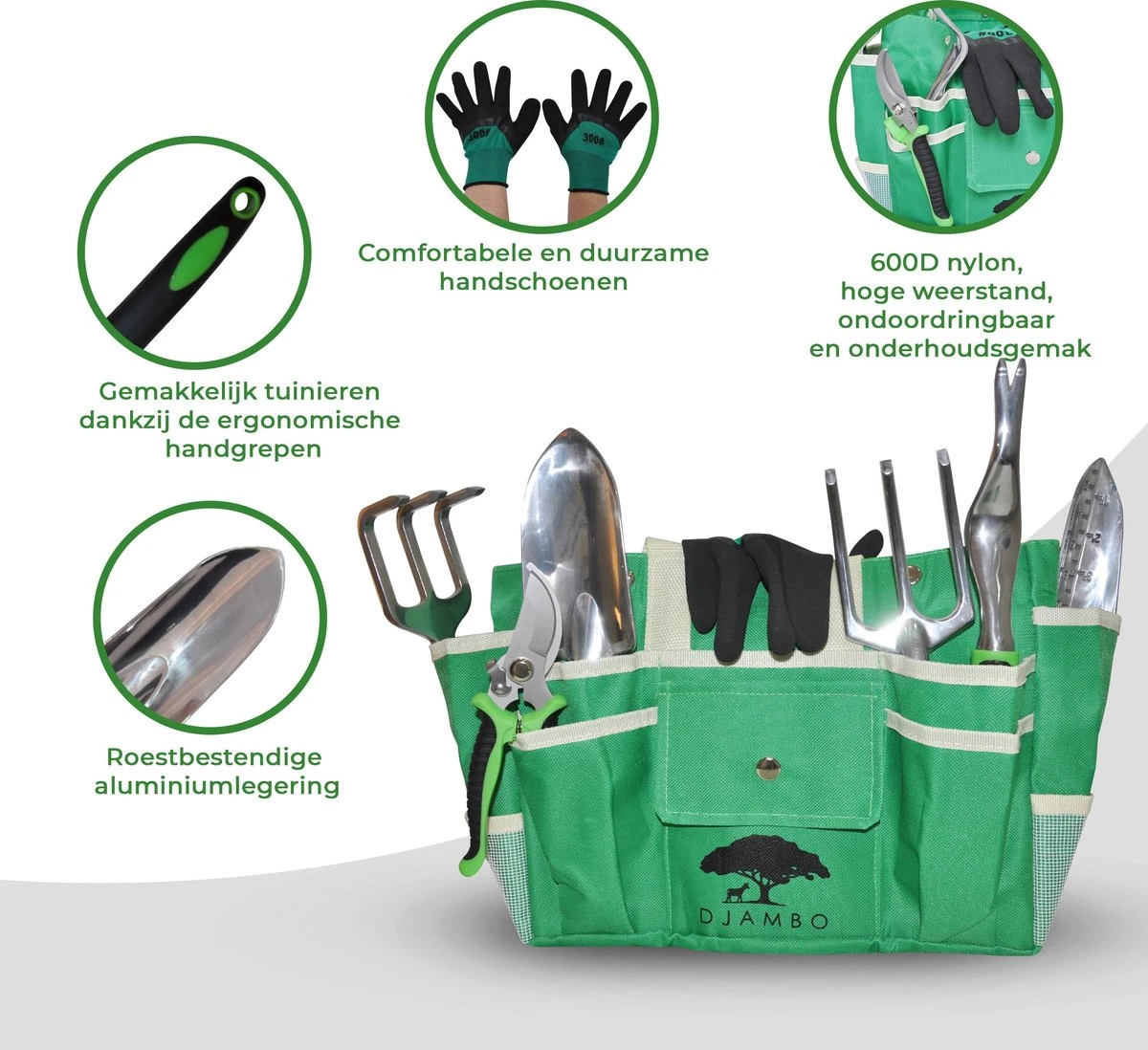 Djambo Tuingereedschap Set 8-delig Tuinsetje met 15 Unieke Bamboe Plantetiketten in 1 Draagtas - Compleet Tuingereedschap voor de Tuinliefhebbers Djambo Tuingereedschap Set 8-delig Tuinsetje Met 15 Unieke Bamboe Plantetiketten In 1 Draagtas - Compleet Tuingereedschap Voor De Tuinliefhebbers -Tuinverzorgings Winkel