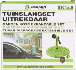Benson - Tuinslang - Fexibel - 10 Meter - Tuinslang Met Koppeling - Spuitpistool - Groen -Tuinverzorgings Winkel 1200x1105 3