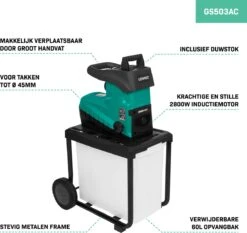 VONROC Stille Hakselaar/Shredder 2800W – Voor Takken Tot Ø45mm – Incl. 60L Opvangbak & Duwstok -Tuinverzorgings Winkel 1200x1134 1