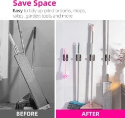 BOTC Bezemhouder - 4 Stuks - RVS - Bezem Ophangsysteem - Bezem Houder - Tuingereedschap - Zwart -Tuinverzorgings Winkel 1200x1134