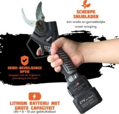 Reichlër® Elektrische Snoeischaar - 40 Mm Snijdiameter - 2x Accu - Anti-cut Functie - Heggenschaar - Takkenschaar - Zwart -Tuinverzorgings Winkel 1200x1145
