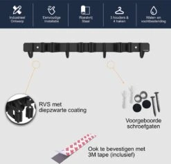 Volcan Bezemhouder - Bezem Ophangsysteem Tuingereedschap - Gereedschapshouder - Zelfklevend - 3M Tape - 3 Houders 4 Haken - RVS Zwart 7 Volcan Bezemhouder - Bezem Ophangsysteem Tuingereedschap - Gereedschapshouder - Zelfklevend - 3M Tape - 3 Houders 4 Haken - RVS Zwart -Tuinverzorgings Winkel 1200x1148 2
