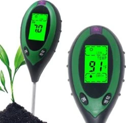 Vochtmeter Planten - 4 In 1 - Vochtmeter - Watermeter - PH-meter - Vochtigheidsmeter Planten - Grondmeter - Watermeter Voor Kamerplanten- Groen - Incl. Batterij