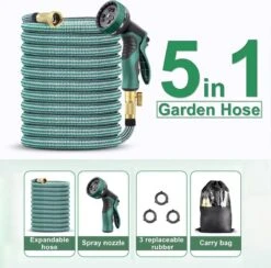 IBright Extra Sterke Uitrekbare Tuinslang - Flexibel - 15 Meter - Inclusief Opbergtas ,Sproeier ,Koppelstuk En Ophanghaak - Groen -Tuinverzorgings Winkel 1200x1183 8