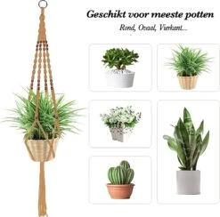 4 Stuks Luxe Jute Plantenhangers - Boho Handgeweven Katoen Hangpot Voor Binnen/Buiten - Hangende Bloempot Met Kralen - Macramé Touw/Koord Hangplant Houder - Bohemian Wandhanger Decoratie - Plant Hanger - Verticale Tuin Bloempothouder Planthanger -Tuinverzorgings Winkel 1200x1184 13