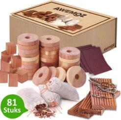 AWEMOZ Mottenballen 71 Stuks + 10 Stuks Schuurpapier - Cederhout Tegen Motten - Motten Bestrijden - Mottenval -Tuinverzorgings Winkel 1200x1187 6