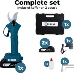 NovarGarden® Elektrische Snoeischaar NG1 - 2x Accu - Elektrisch - Takkenschaar - Op Batterij - 28mm -Tuinverzorgings Winkel 1200x1189 1