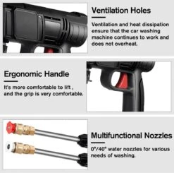 Merkloos Drillpro Elektrische Accu - Hogedrukreiniger - 30Bar - Multifunctioneel Mondstuk - Draagbaar Oplaadbaar Snoerloos - Zwart -Tuinverzorgings Winkel 1200x1191