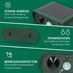 Merkloos Kattenverjager Op Zonneenergie - Kattenschrik - Ultrasone - Marterverjager - Dierenverjager - Groot Bereik - Katten Afweermiddel - Ongedierte Verjager -Tuinverzorgings Winkel 1200x1200 1000