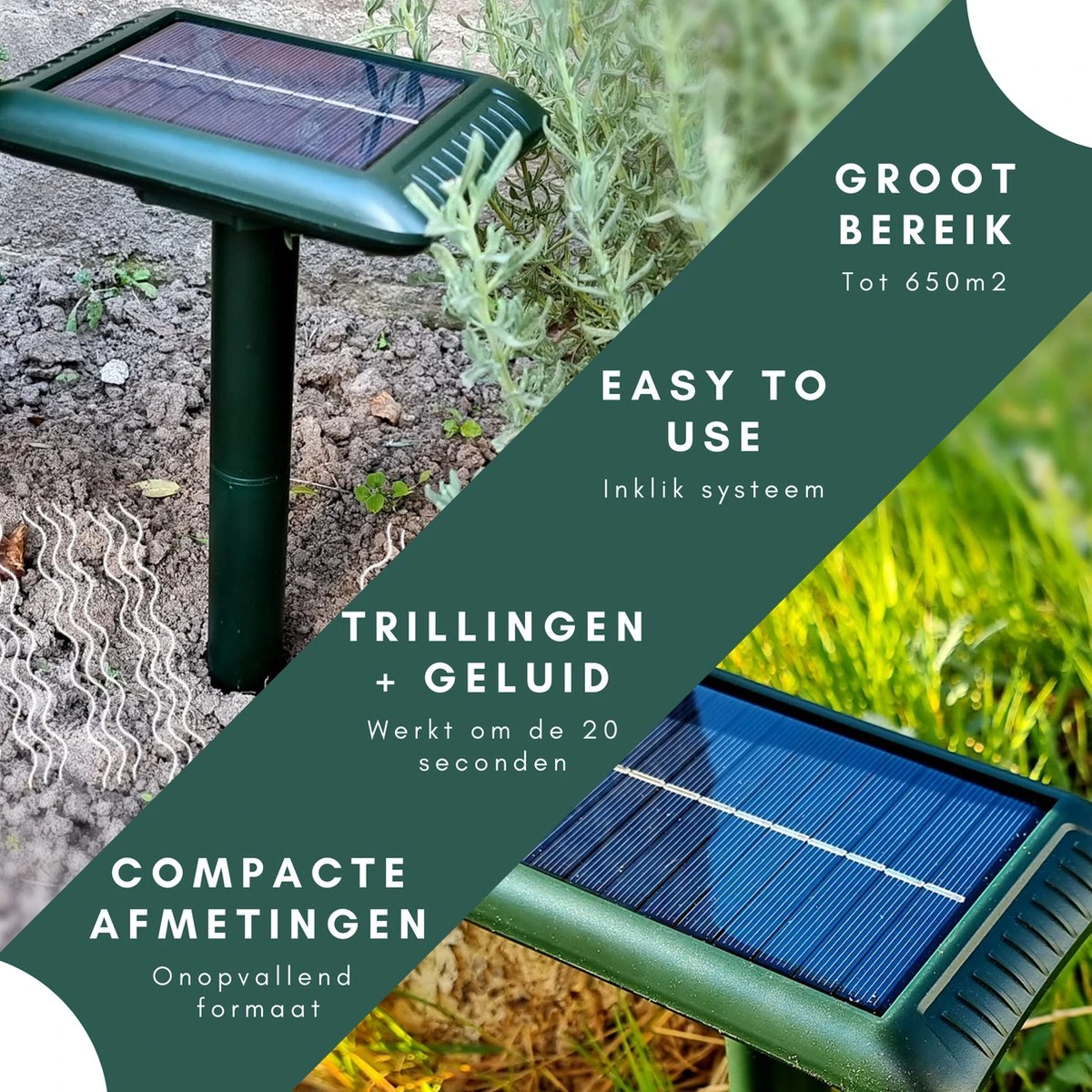 Gardies 2 stuks Ultrasone Mollenverjager - Oplaadbare batterijen & Zonne-Energie - Waterdichte Mollenbestrijding - 100% Diervriendelijk Gardies 2 Stuks Ultrasone Mollenverjager - Oplaadbare Batterijen & Zonne-Energie - Waterdichte Mollenbestrijding - 100% Diervriendelijk -Tuinverzorgings Winkel 1200x1200 1004