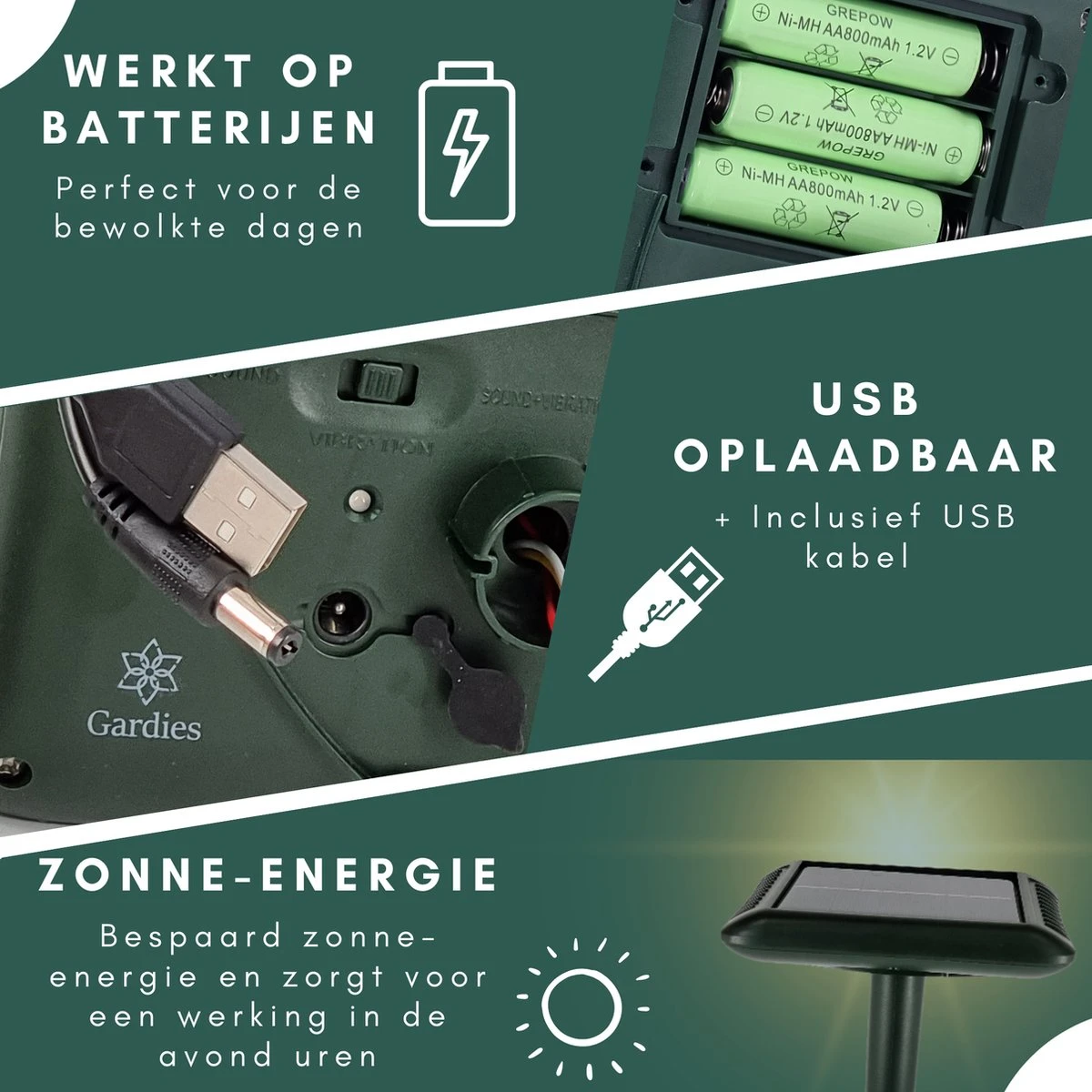 Gardies 2 stuks Ultrasone Mollenverjager - Oplaadbare batterijen & Zonne-Energie - Waterdichte Mollenbestrijding - 100% Diervriendelijk Gardies 2 Stuks Ultrasone Mollenverjager - Oplaadbare Batterijen & Zonne-Energie - Waterdichte Mollenbestrijding - 100% Diervriendelijk -Tuinverzorgings Winkel 1200x1200 1007