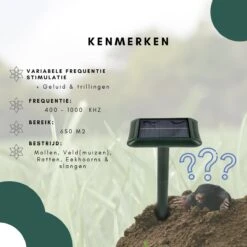 Gardies 2 Stuks Ultrasone Mollenverjager - Oplaadbare Batterijen & Zonne-Energie - Waterdichte Mollenbestrijding - 100% Diervriendelijk 8 Gardies 2 Stuks Ultrasone Mollenverjager - Oplaadbare Batterijen & Zonne-Energie - Waterdichte Mollenbestrijding - 100% Diervriendelijk -Tuinverzorgings Winkel 1200x1200 1009