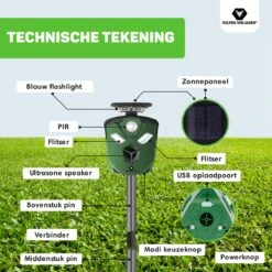 Vulpes Verjager® Ultrasone Kattenverjager Op Zonneenergie - Kattenschrik - Marterverjager - Waterdicht, 360° Bescherming & 20m Bereik - Afweermiddel Voor Vogels, Katten, Muizen Etc. -Tuinverzorgings Winkel 1200x1200 1021
