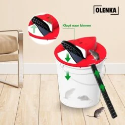 Olenka - Diervriendelijke Muizenval - Rattenval - Muizenverjager - Inclusief Emmer - Voor Binnen En Buiten - Verbeterd Model 2023 - Inclusief E-Book - Rood -Tuinverzorgings Winkel 1200x1200 1245