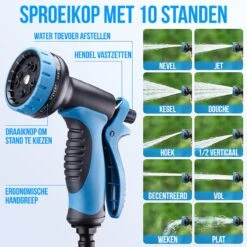 Strex Flexibele Tuinslang 15M Met Sproeikop - Uitrekbaar - Incl. Koppelingen, Ophanghaak & Opbergzak -Tuinverzorgings Winkel 1200x1200 2188