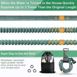 IBright Extra Sterke Uitrekbare Tuinslang - Flexibel - 15 Meter - Inclusief Opbergtas ,Sproeier ,Koppelstuk En Ophanghaak - Groen -Tuinverzorgings Winkel 1200x1200 2194