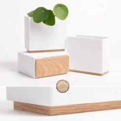 KAZAI. Wandvazen -Alma | Moderne Hangende Bloempotten Voor Aan De Muur | 3-delige Bloempot Set Van Hoogwaardig Hars Voor Kamerplanten, Kunstplanten, Bloemen Enz. | Wit -Tuinverzorgings Winkel 1200x1200 2358