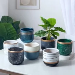 Bloempotten Binnen - Keramiek - Gouden Rand - Bloempot Buiten - Afvoergat 24 Cm - Groen – Groot -Tuinverzorgings Winkel 1200x1200 2361