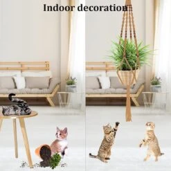 4 Stuks Luxe Jute Plantenhangers - Boho Handgeweven Katoen Hangpot Voor Binnen/Buiten - Hangende Bloempot Met Kralen - Macramé Touw/Koord Hangplant Houder - Bohemian Wandhanger Decoratie - Plant Hanger - Verticale Tuin Bloempothouder Planthanger -Tuinverzorgings Winkel 1200x1200 2364