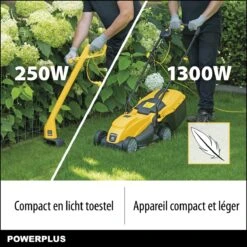 Powerplus POWXG6212T Elektrische Grasmaaier - Grasmachine Voor Kleine En Middelgrote Tuin - 1300W - Maaibreedte 320mm - Verstelbare Maaihoogte - 30L Opvangbak - Incl. Grastrimmer 250W -Tuinverzorgings Winkel 1200x1200 455