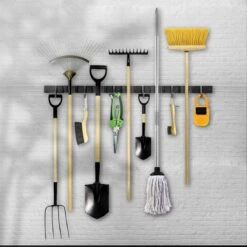 Bezem Ophangsysteem – Bezemhouder – Tuingereedschap – RVS – 5 Houders – 6 Haken - BAULK® -Tuinverzorgings Winkel 1200x1200 515