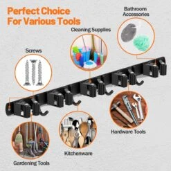 BOTC Bezemhouder - 5 Houders 6 Haken - Gereedschapshouder - Zeflklevend - Bezem Ophangsysteem - Ophanghaken - Tuingereedschap -Tuinverzorgings Winkel 1200x1200 542