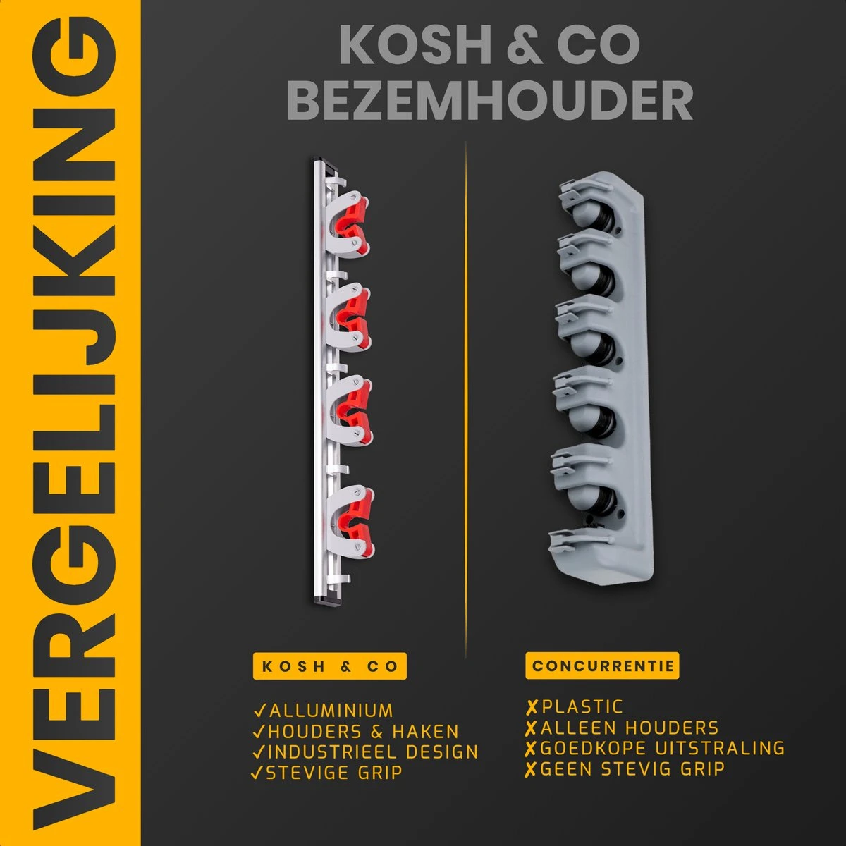 Stevige Bezemhouder - Aluminium - Ophangsysteem bezem - 5 Haken & 4 Houders - Gereedschaphouder - Opbergsysteem Merkloos Stevige Bezemhouder - Aluminium - Ophangsysteem Bezem - 5 Haken & 4 Houders - Gereedschaphouder - Opbergsysteem -Tuinverzorgings Winkel 1200x1200 549