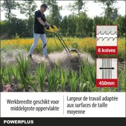 Powerplus POWXG72010 Tuinfrees - 1500W - Werkbreedte 450mm - Werkdiepte Max. 220mm - Incl. 6 Messen En Wielen -Tuinverzorgings Winkel 1200x1200 569