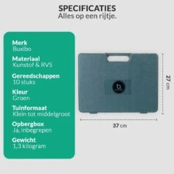 Tuinierset 10 Delig Met Complete Gereedschapskoffer Set Inclusief Tuinschaar, Handschep, Handhark, Plantenspuit, Haakvormige Voegenkrabber, Bloemenschepje, Bloemenschaar, Grasschaar En Heggenschaar -Tuinverzorgings Winkel 1200x1200 745