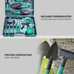 Tuinierset 10 Delig Met Complete Gereedschapskoffer Set Inclusief Tuinschaar, Handschep, Handhark, Plantenspuit, Haakvormige Voegenkrabber, Bloemenschepje, Bloemenschaar, Grasschaar En Heggenschaar -Tuinverzorgings Winkel 1200x1200 746